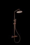 Opbouw Doucheset met thermostaatkraan Ribbed Geborsteld Brons regendouche 25cm