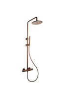 Opbouw Doucheset met thermostaatkraan Ribbed Geborsteld Brons regendouche 25cm