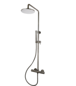 Opbouw Doucheset met thermostaatkraan Ribbed Gunmetal regendouche 25cm