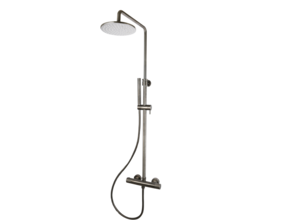 Opbouw Doucheset met thermostaatkraan Ribbed Gunmetal regendouche 25cm