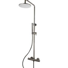 Opbouw Doucheset met thermostaatkraan Ribbed Gunmetal regendouche 30cm