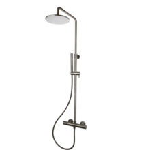 Opbouw Doucheset met thermostaatkraan Ribbed Gunmetal regendouche 30cm