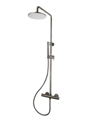 SANI-SUPPLY Opbouw Doucheset met thermostaatkraan Ribbed Gunmetal regendouche 30cm