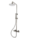Opbouw Doucheset met thermostaatkraan Ribbed Gunmetal regendouche 30cm