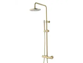 Opbouw Doucheset met thermostaatkraan Effeze Geborsteld Goud regendouche 25cm