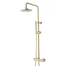 Opbouw Doucheset met thermostaatkraan Effeze Geborsteld Goud regendouche 30cm