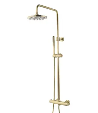 SANI-SUPPLY Opbouw Doucheset met thermostaatkraan Effeze Geborsteld Goud regendouche 30cm