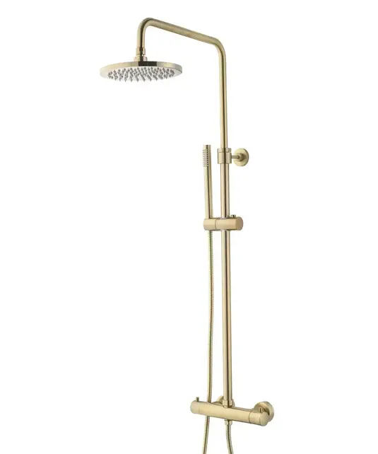 Opbouw Doucheset met thermostaatkraan Effeze Geborsteld Goud regendouche 30cm Opbouw Doucheset met thermostaatkraan Effeze Geborsteld Goud regendouche 30cm