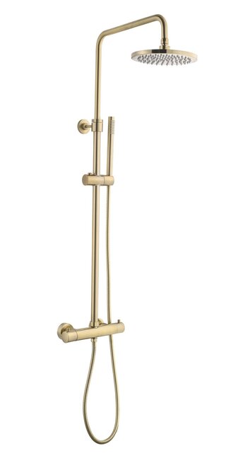 Opbouw Doucheset met thermostaatkraan Effeze Geborsteld Goud regendouche 30cm Opbouw Doucheset met thermostaatkraan Effeze Geborsteld Goud regendouche 30cm