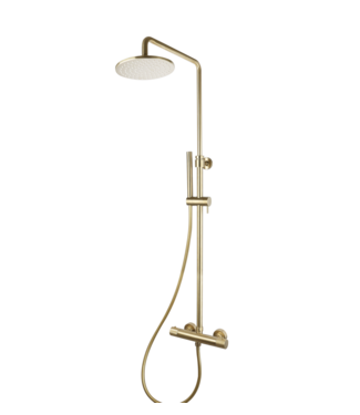 SANI-SUPPLY Opbouw Doucheset met thermostaatkraan Ribbed Geborsteld Goud regendouche 25cm