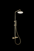Opbouw Doucheset met thermostaatkraan Ribbed Geborsteld Goud regendouche 25cm