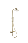Opbouw Doucheset met thermostaatkraan Ribbed Geborsteld Goud regendouche 25cm