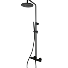 Opbouw Doucheset met thermostaatkraan Ribbed Mat Zwart regendouche 30cm