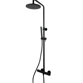 Opbouw Doucheset met thermostaatkraan Ribbed Mat Zwart regendouche 30cm