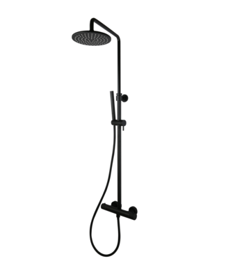 SANI-SUPPLY Opbouw Doucheset met thermostaatkraan Ribbed Mat Zwart regendouche 30cm