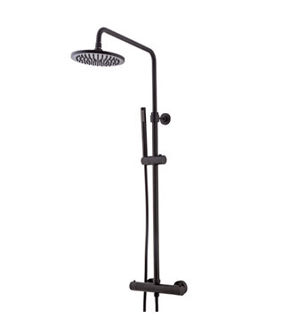 SANI-SUPPLY Opbouw Doucheset met thermostaatkraan Effeze Mat Zwart regendouche 30cm