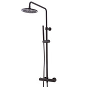Opbouw Doucheset met thermostaatkraan Effeze Mat Zwart regendouche 25cm Opbouw Doucheset met thermostaatkraan Effeze Mat Zwart regendouche 25cm