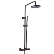Opbouw Doucheset met thermostaatkraan Effeze Mat Zwart regendouche 25cm Opbouw Doucheset met thermostaatkraan Effeze Mat Zwart regendouche 25cm