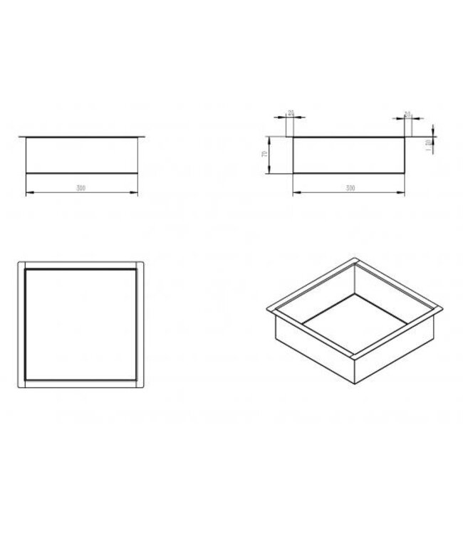 Inbouw badkamer nis Demis 30x30x7cm RVS