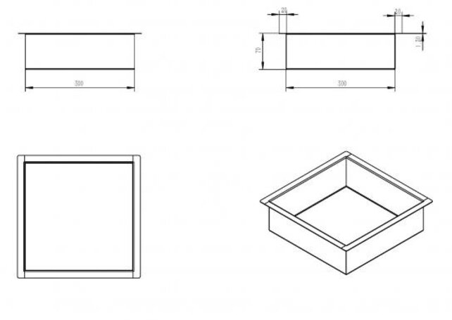 Inbouw badkamer nis Demis 30x30x7cm Mat Zwart