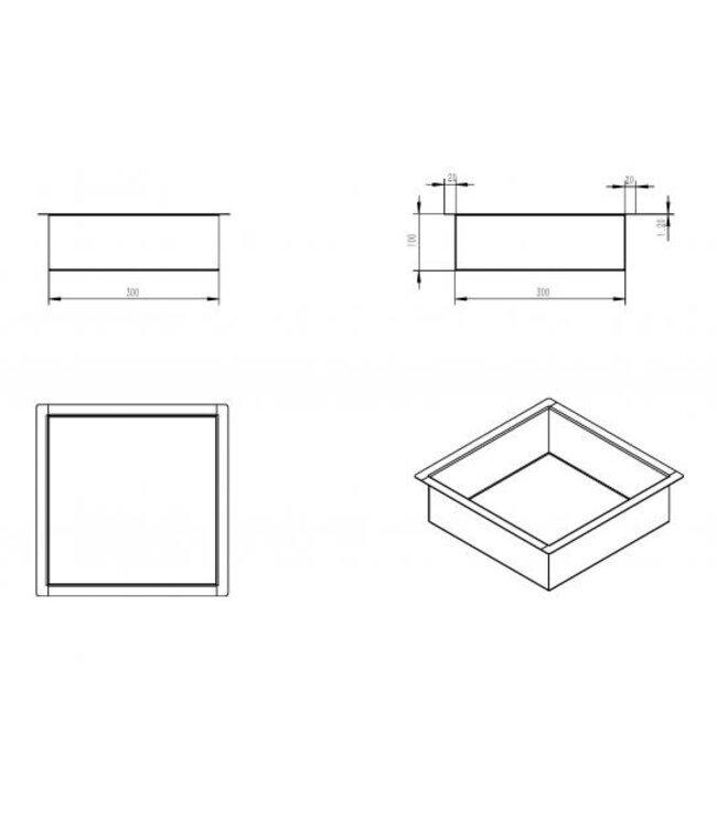 Inbouw badkamer nis Demis 30x30x10cm Geborsteld messing