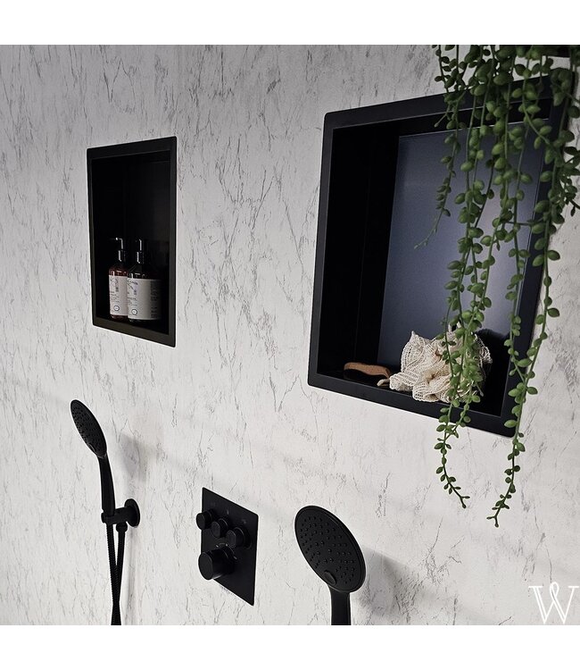 Inbouw badkamer nis Demis 30x30x10cm Mat Zwart