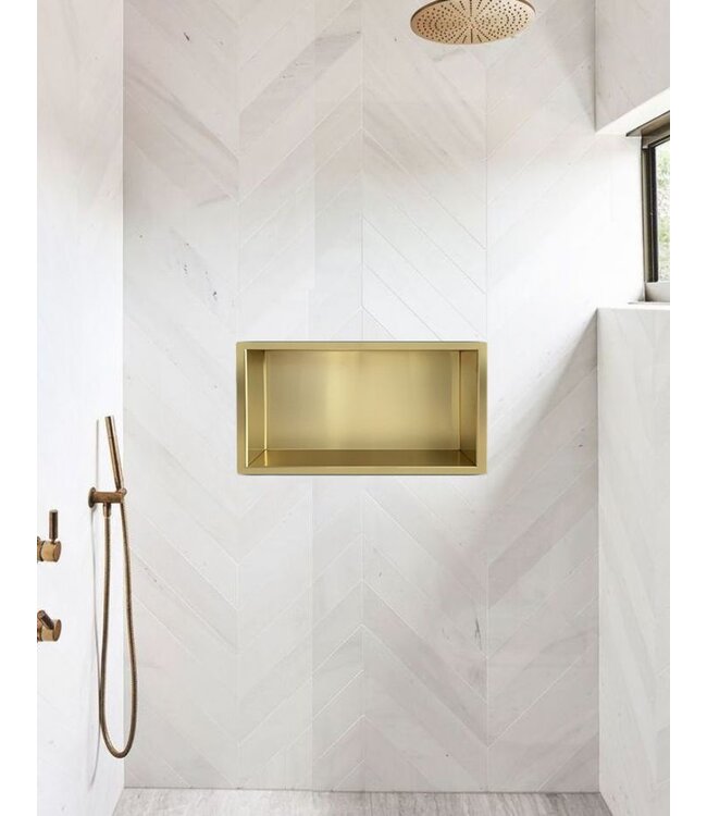 Inbouw badkamer nis Demis 60x30x10cm Geborsteld Messing