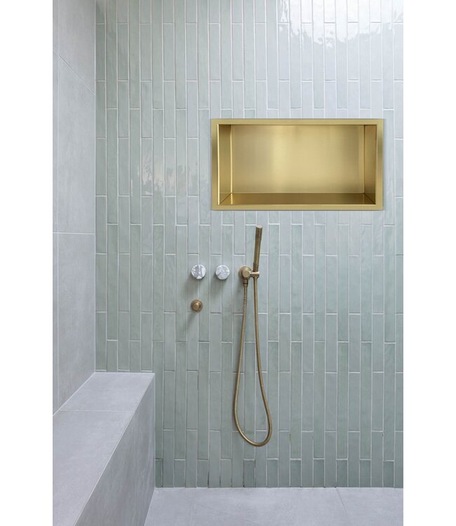 Inbouw badkamer nis Demis 60x30x7cm Geborsteld Messing
