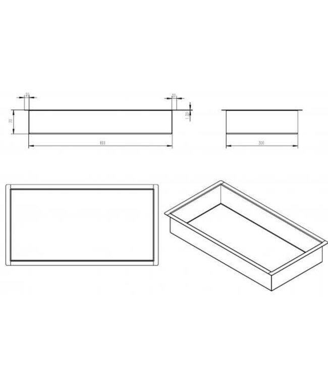 Inbouw badkamer nis Demis 60x30x7cm Geborsteld Messing