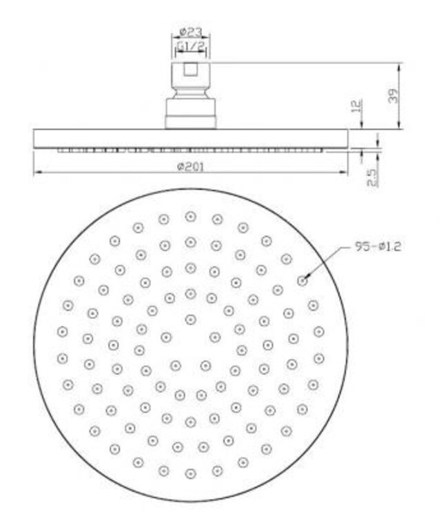 Wiesbaden Caral Regendouche douchekop 20cm Geborsteld messing - 29.5815