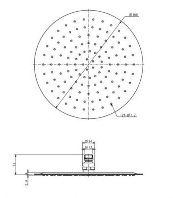 Wiesbaden Regendouche douchekop UFO 30cm Chroom - 29.3818