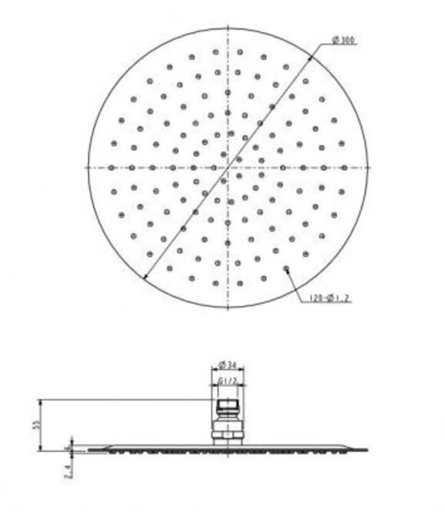 Wiesbaden Regendouche douchekop UFO 30cm Chroom - 29.3818