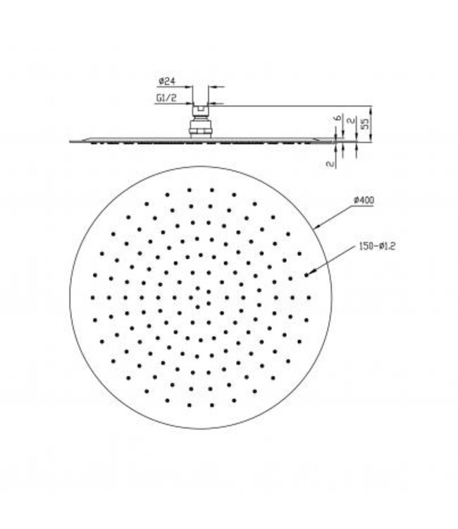 Wiesbaden Regendouche douchekop UFO 40cm Chroom - 29.3819