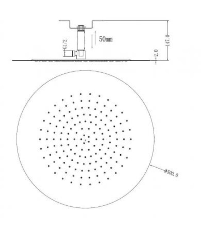 Wiesbaden Regendouche douchekop UFO Inbouw Plafond 50cm Chroom - 29.2850