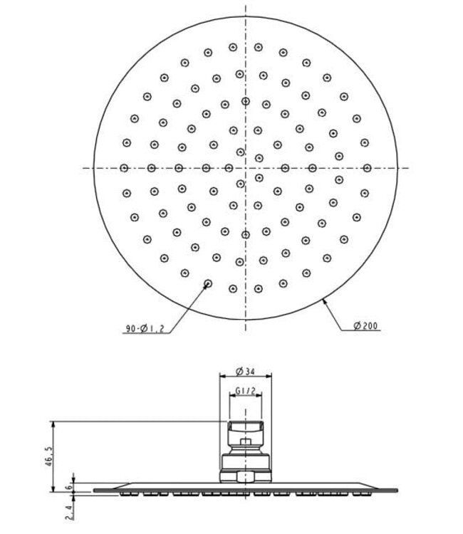 Wiesbaden Regendouche douchekop UFO 20cm RVS - 24.3803