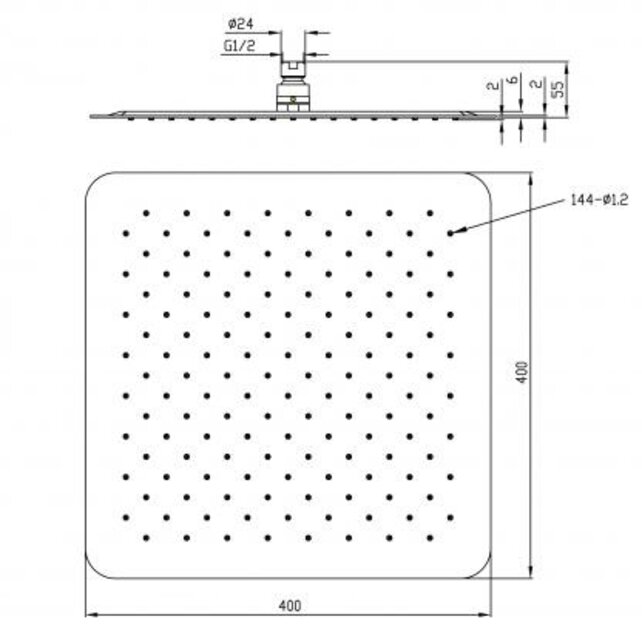 Wiesbaden Regendouche douchekop Rombo UFO Vierkant 40cm Chroom - 29.3827