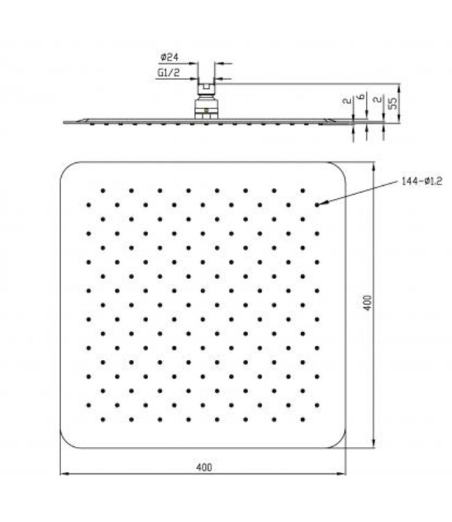 Wiesbaden Wiesbaden Regendouche douchekop Rombo UFO Vierkant 40cm Chroom - 29.3827