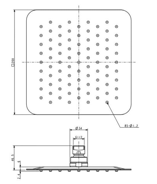 Wiesbaden Regendouche douchekop Rombo UFO Vierkant 20cm RVS - 24.3804