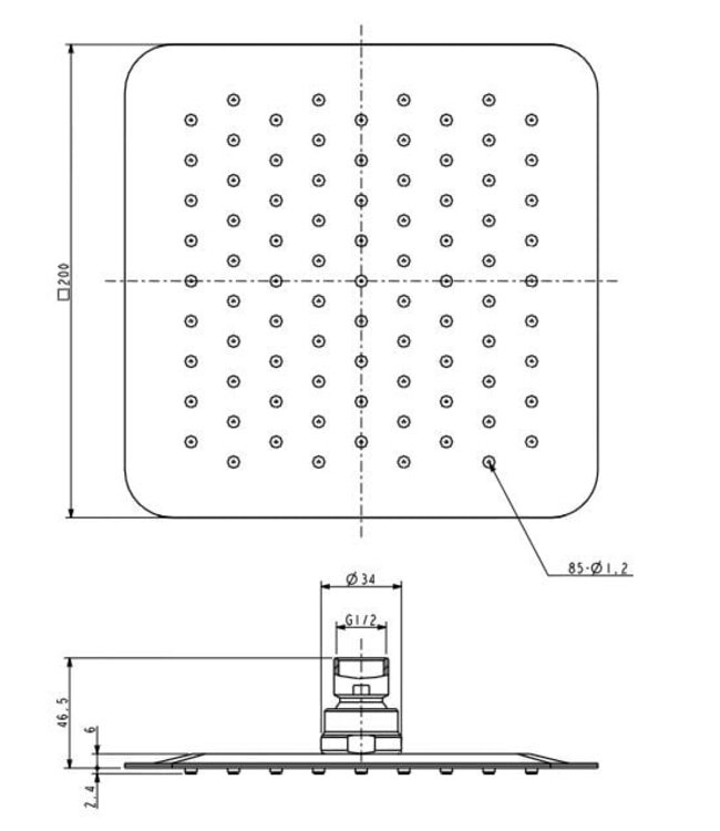 Wiesbaden Wiesbaden Regendouche douchekop Rombo UFO Vierkant 20cm RVS - 24.3804