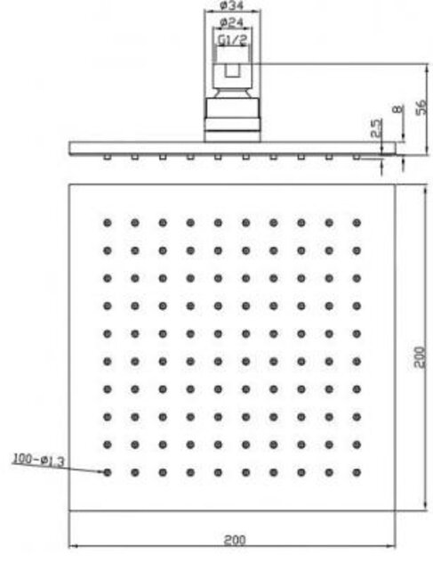 Wiesbaden Regendouche douchekop Rombo Vierkant 20cm Mat Zwart - 29.2820