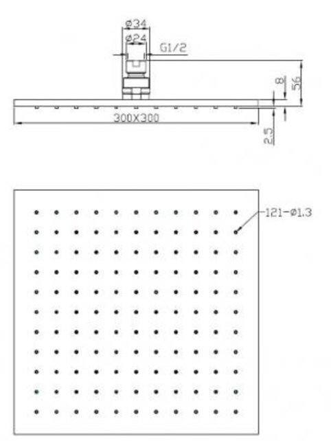 Wiesbaden Regendouche douchekop Rombo Vierkant 30cm Mat Zwart - 29.2821