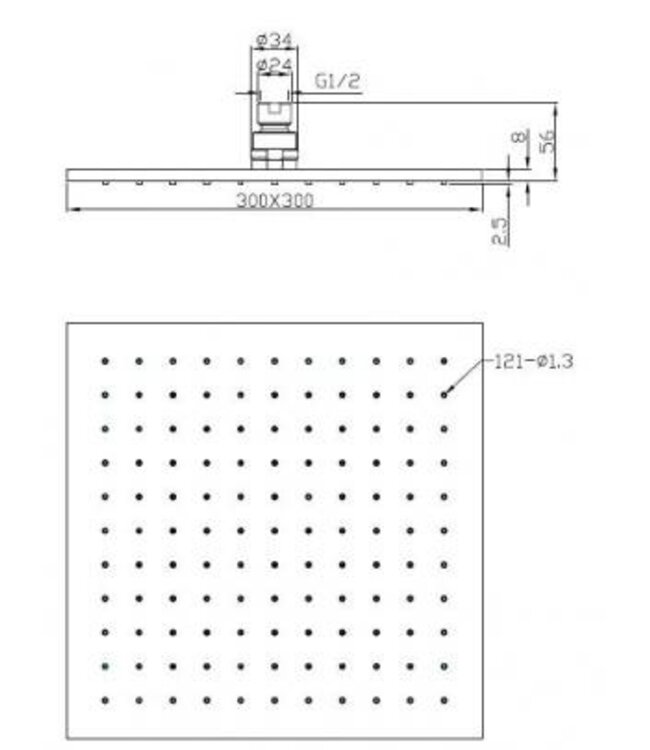Wiesbaden Regendouche douchekop Rombo Vierkant 30cm Mat Zwart - 29.2821