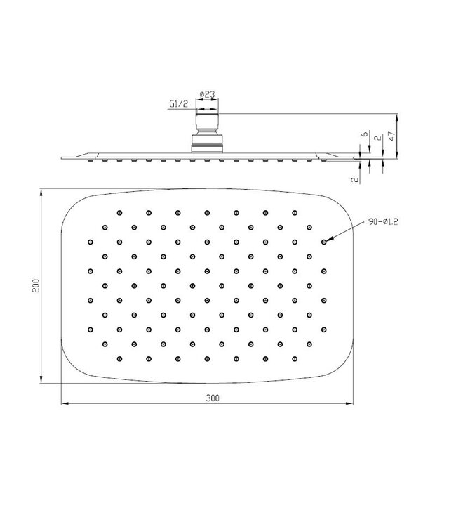 Wiesbaden Wiesbaden Regendouche douchekop Roca UFO Ovaal 30x20cm RVS - 29.2853