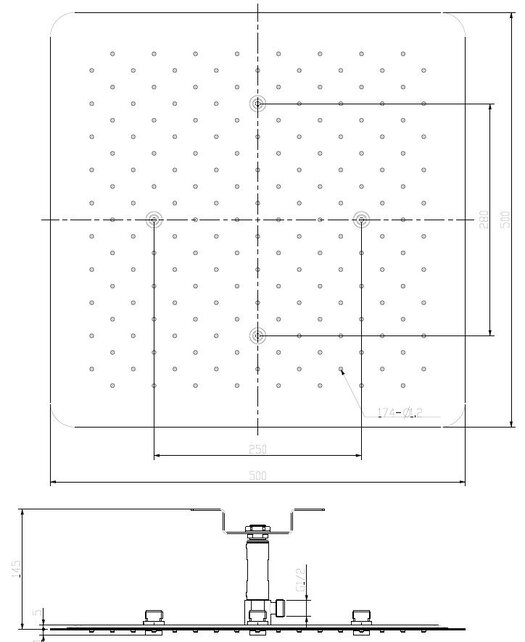 Wiesbaden Rombo UFO inbouw hoofddouche plafond 50 x 50 cm chroom - 29.2851