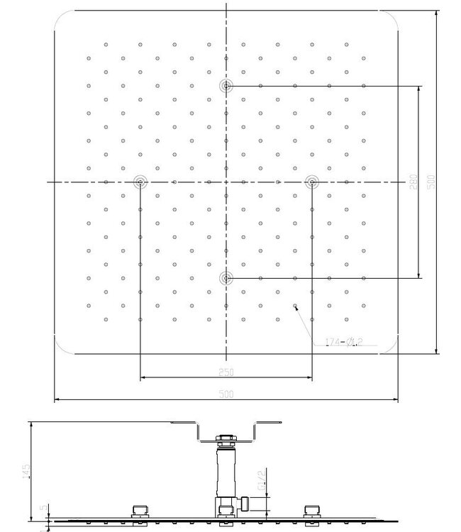 Wiesbaden Rombo UFO inbouw hoofddouche plafond 50 x 50 cm chroom - 29.2851