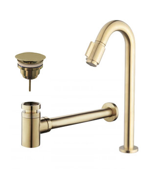 Wiesbaden Wiesbaden Fonteinkraan set Victoria Lux XL Geborsteld Messing