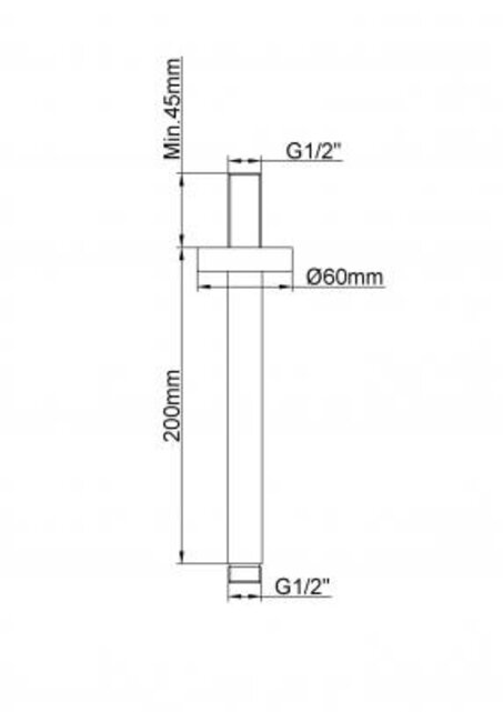 Wiesbaden Caral Douchearm Plafondbevestiging Mat Zwart rond 20cm - 29.2810