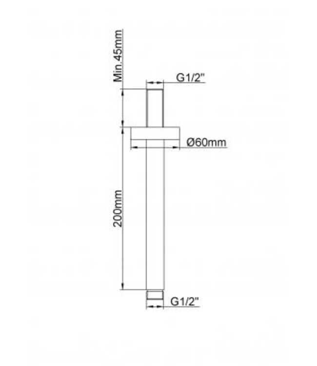 Wiesbaden Caral Douchearm Plafondbevestiging Mat Zwart rond 20cm - 29.2810