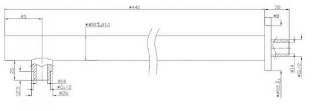 Wiesbaden Caral Douchearm Recht muurbevestiging Mat Zwart rond 45cm - 29.2811