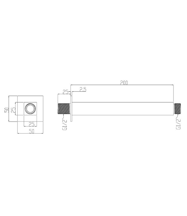 Wiesbaden Rombo Douchearm Plafondbevestiging Mat Zwart Vierkant 20cm - 29.2812